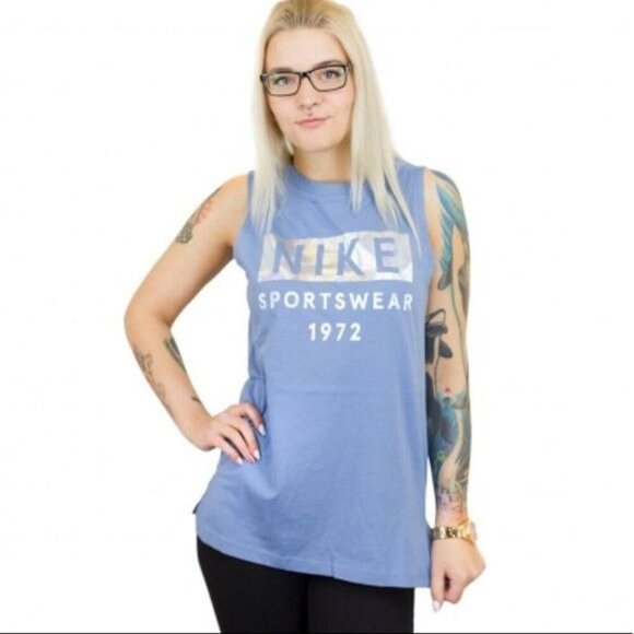 Nike Sportswear Pastel Blue Hologram Logo Tank Top - Picture 1 of 6
